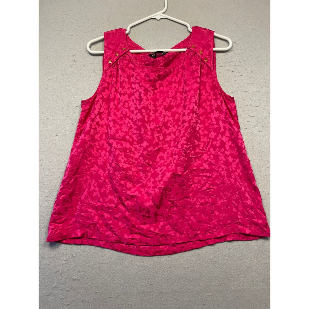 Marc by Marc Jacobs Sleeveless Top Silk Blend Pink Floral Jacquard Large Womens